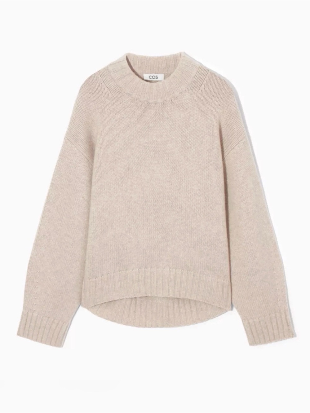 COS Chunky Cashmere Crewneck Sweater Beige
